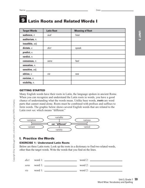 Word Wise lesson 9.pdf - Deerlake Middle School