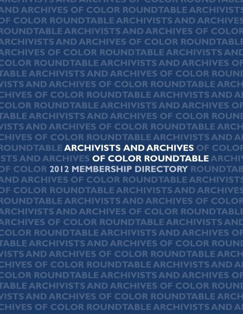 Archivists of Color Membership Directory - Society of American ...