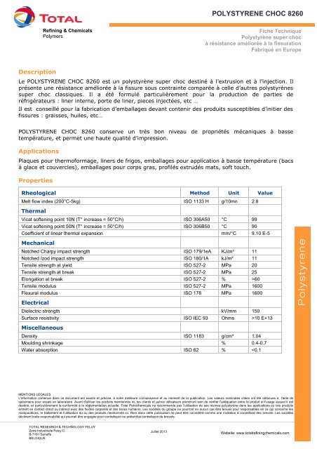 POLYSTYRENE CHOC 8260 - Total Refining &amp; Chemicals