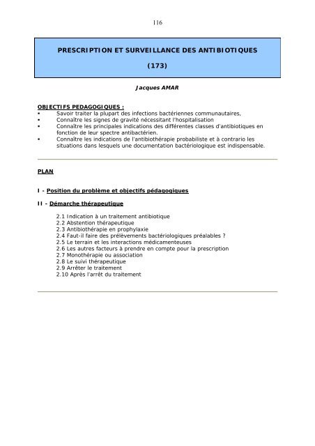 116 prescription et surveillance des antibiotiques (173) - FacultÃ ...