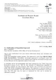 irb approval letter - TOMA Advanced Biomedical