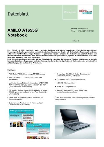 AMILO A1655G Notebook - Notebooksbilliger.de