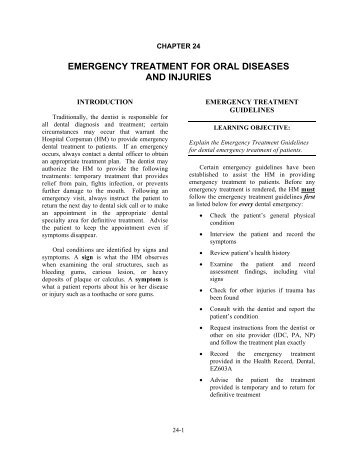 Emergency Treatment for Oral Diseases and Injuries