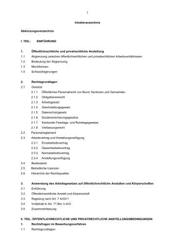 Inhaltsverzeichnis Abkürzungsverzeichnis I. TEIL: EINFÜHRUNG 1 ...