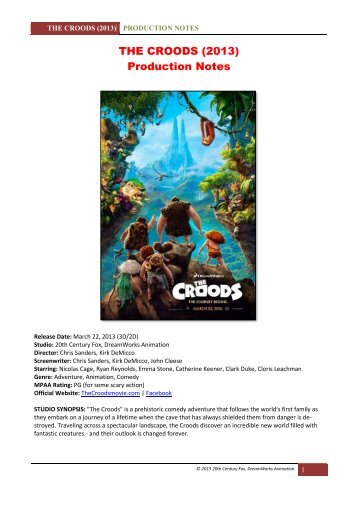 THE CROODS (2013) Production Notes - Visual Hollywood