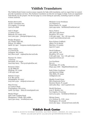 Translators list - Yiddish Book Center
