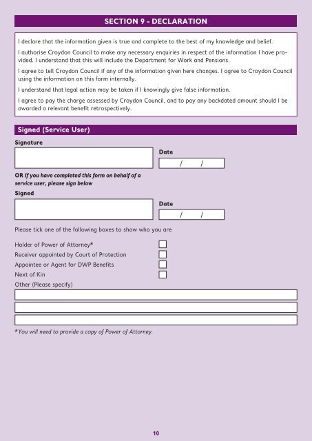 Financial assessment form for adult social services - Croydon Council