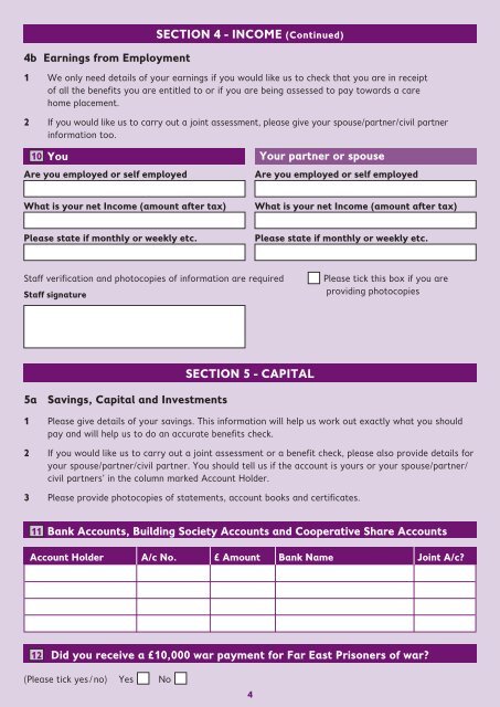 Financial assessment form for adult social services - Croydon Council