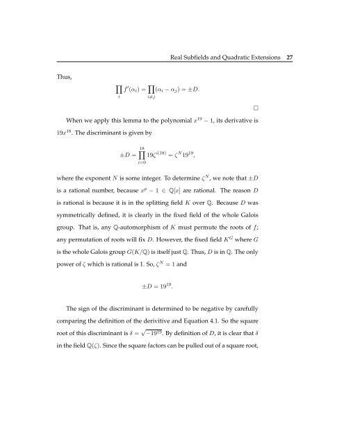 Galois Theory: A Study of Cyclotomic Field ... - Scripps College