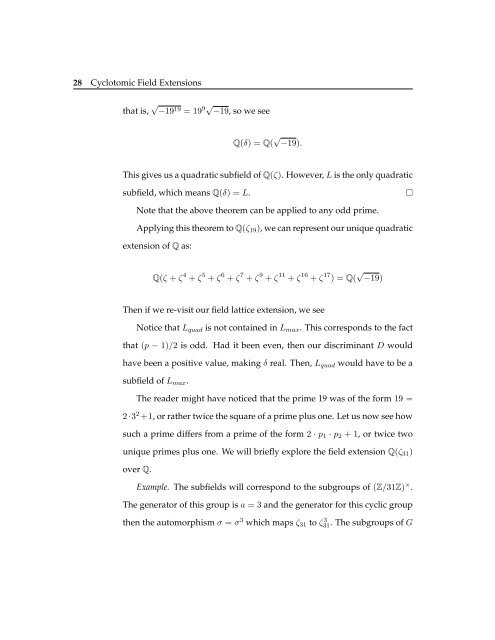 Galois Theory: A Study of Cyclotomic Field ... - Scripps College