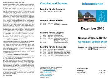 Informationen Dezember 2010 - Die Gemeinde Velbert-West