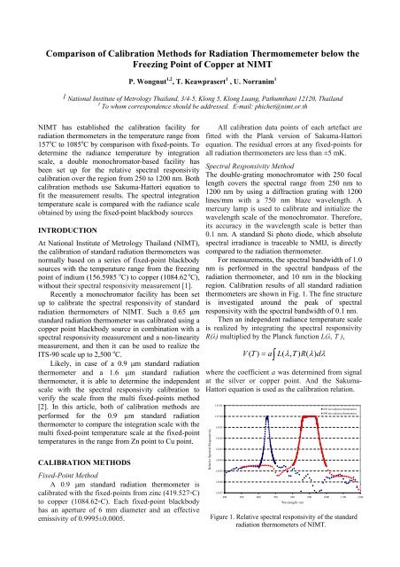 Comparison of Calibration Methods for Radiation Thermomemeter ...