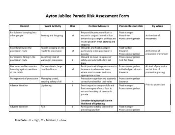 Ayton Jubilee Parade Risk Assessment Form - Parish Council.com