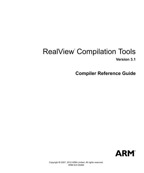 RealView Compilation Tools Compiler Reference Guide - ARM ...