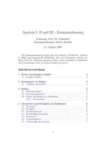 Analysis I, II und III - Zusammenfassung - Fabolu.de