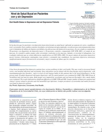 Nivel de Salud Bucal en Pacientes con y sin DepresiÃ³n
