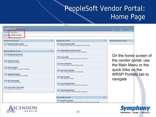 PeopleSoft Vendor Portal Functionality - Ascension Health