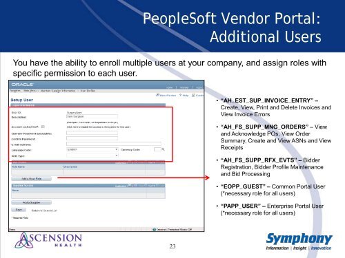 PeopleSoft Vendor Portal Functionality - Ascension Health