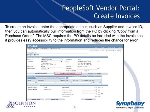 PeopleSoft Vendor Portal Functionality - Ascension Health