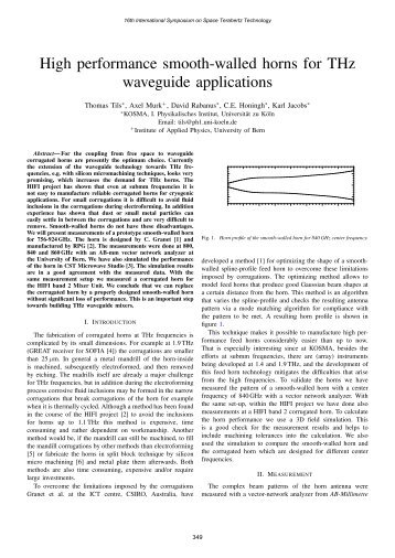 High performance smooth-walled horns for THz waveguide