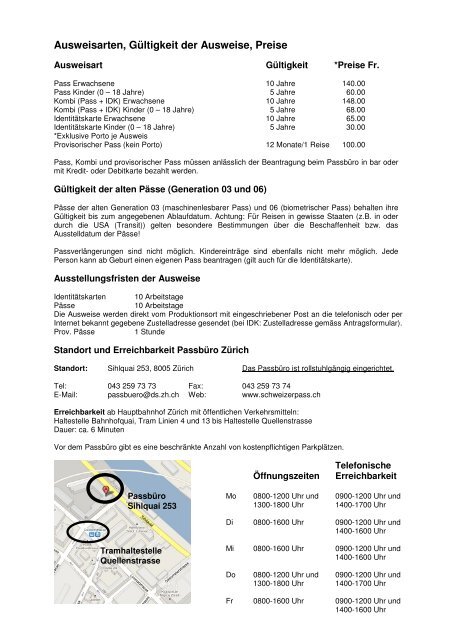 Merkblatt zum Schweizer Pass, zur IdentitÃ¤tskarte und ... - Neerach