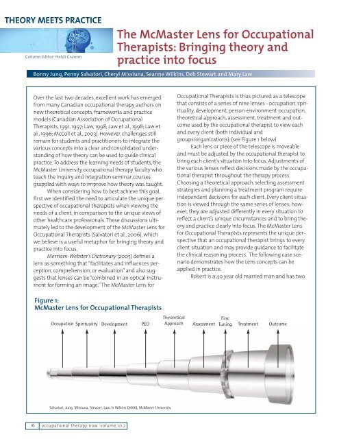 PDF] Using the Canadian Model of Occupational Performance in occupational  therapy practice: A case study enquiry