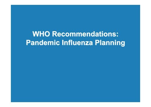 WHO Pandemic Preparedness Guidance