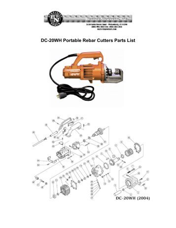 DC-20WH Portable Rebar Cutters Parts List - BN Products
