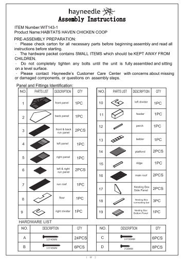 to View Assembly Instructions - Chicken Coops