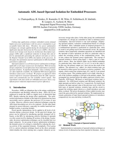 Automatic ADL-based Operand Isolation for Embedded Processors