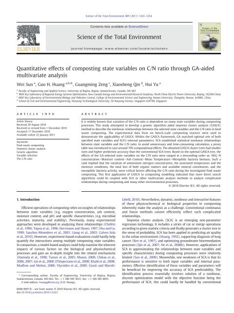 Quantitative effects of composting state variables on ... - ResearchGate