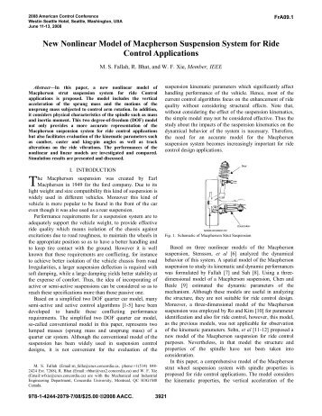 New Nonlinear Model of Macpherson Suspension System for Ride ...