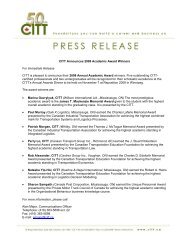 CITT Announces 2008 Academic Award Winners For Immediate ...