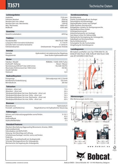 Technische Daten Teleskop T3571 - Bobcat.eu