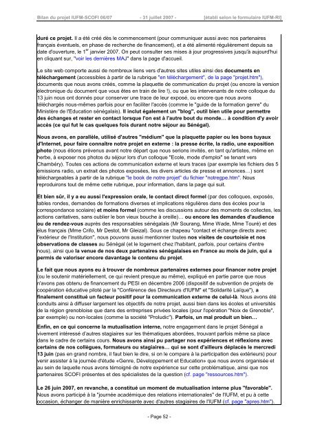 Le bilan complet du projet (pdf, 59 pages, 425 Ko) - Site auxiliaire ...