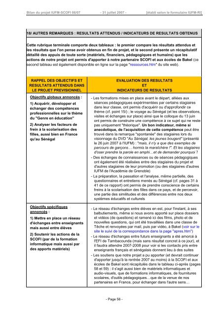 Le bilan complet du projet (pdf, 59 pages, 425 Ko) - Site auxiliaire ...