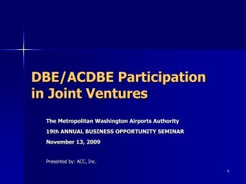 DBE/ACDBE Participation in Joint Ventures - Metropolitan ...