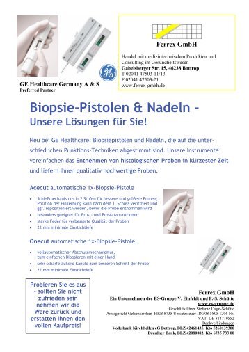 Biopsie-Pistolen & Nadeln Ã¢Â€Â“ - Ferrex GmbH