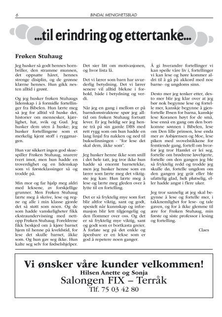 Menighetsbladet 5-2006 - Bindal kommune
