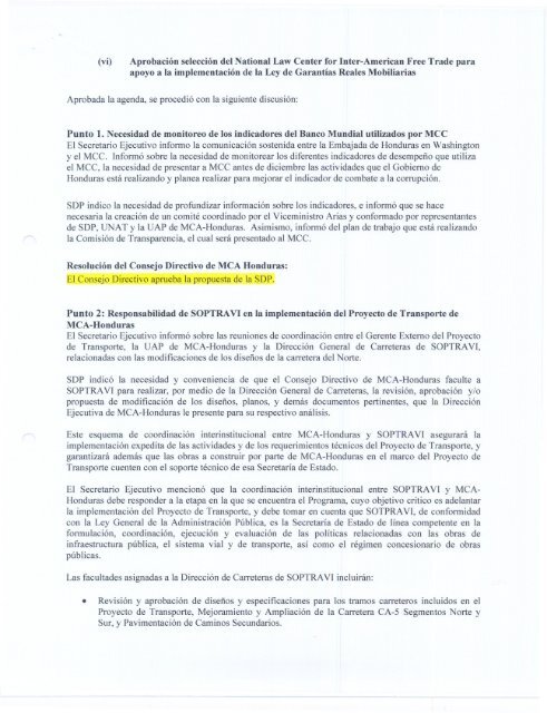 Acta 23 - Cuenta del Milenio - Honduras