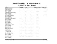 APPROVED CORE CLINICAL FACULTY NORTHWEST CORE