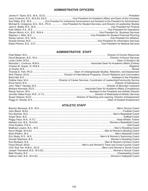2013â2014 Undergraduate Catalog - University of the Cumberlands
