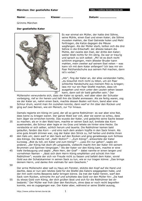 Der gestiefelte Kater - Online lernen