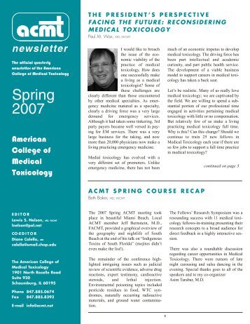 Spring 2007 - American College of Medical Toxicology