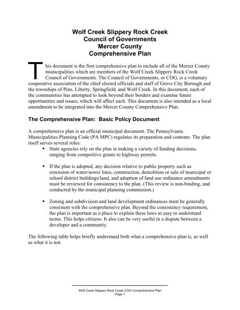 Wolf Creek COG Comprehensive Plan - Mercer County Regional ...