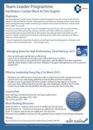 Team Leader Programme - CallNorthWest