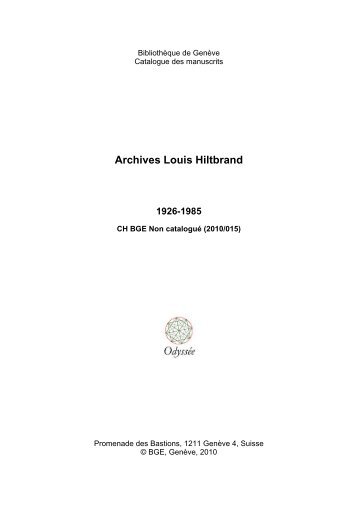 Archives Louis Hiltbrand 1926-1985