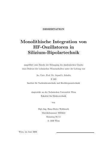 Monolithische Integration von HF-Oszillatoren in Silizium ...