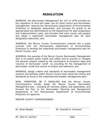 Mercer County Act 167 Stormwater Management Plan