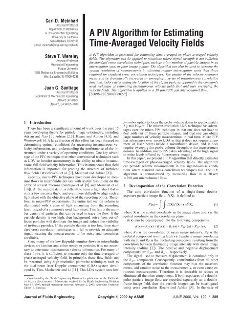 A PIV Algorithm for Estimating Time-Averaged Velocity Fields